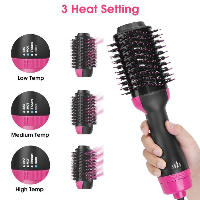 One Step 3 In 1 Hot Air Brush (Dryer + Straightener + Curler)