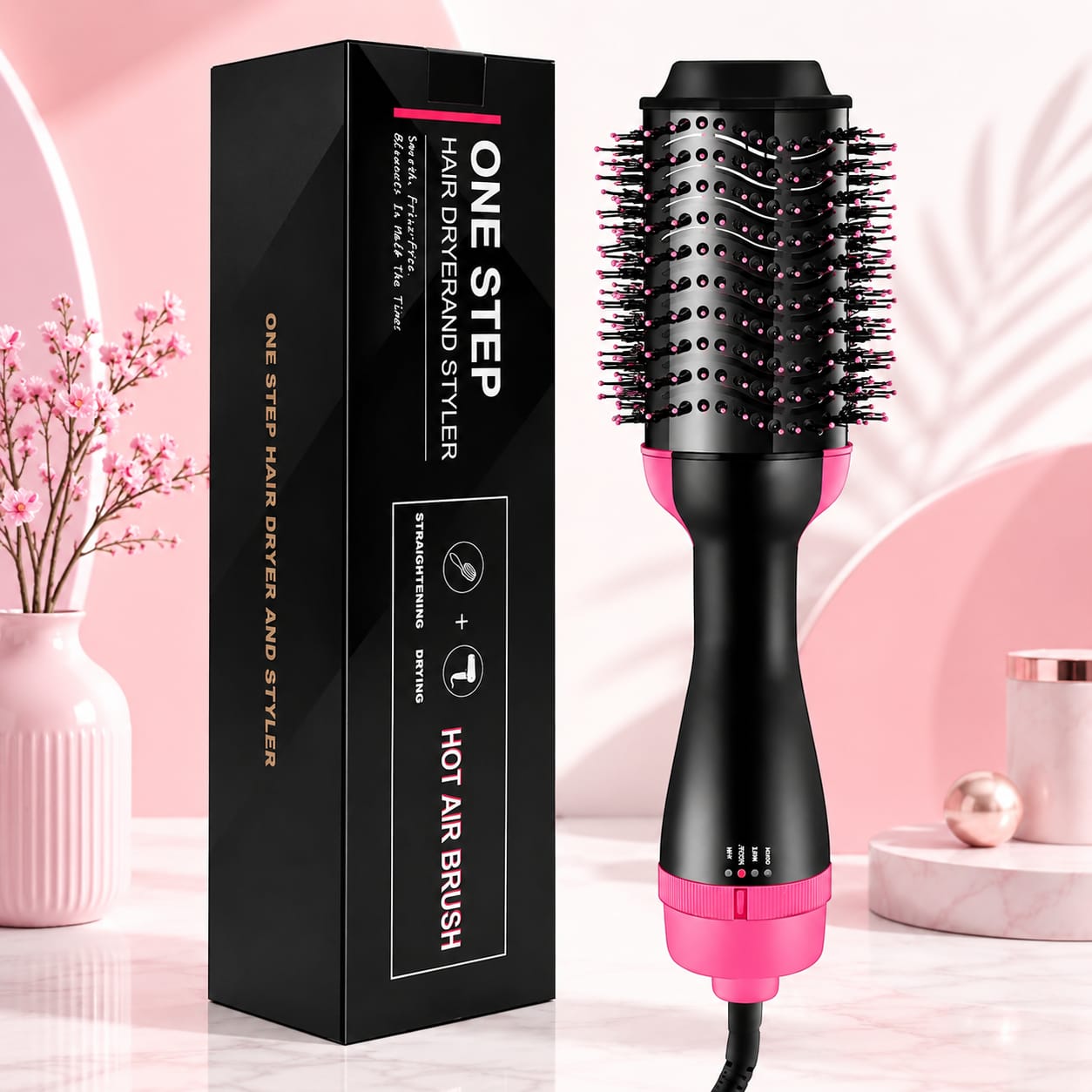 One Step 3 In 1 Hot Air Brush (Dryer + Straightener + Curler)