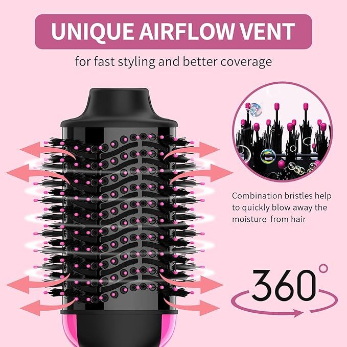 One Step 3 In 1 Hot Air Brush (Dryer + Straightener + Curler)