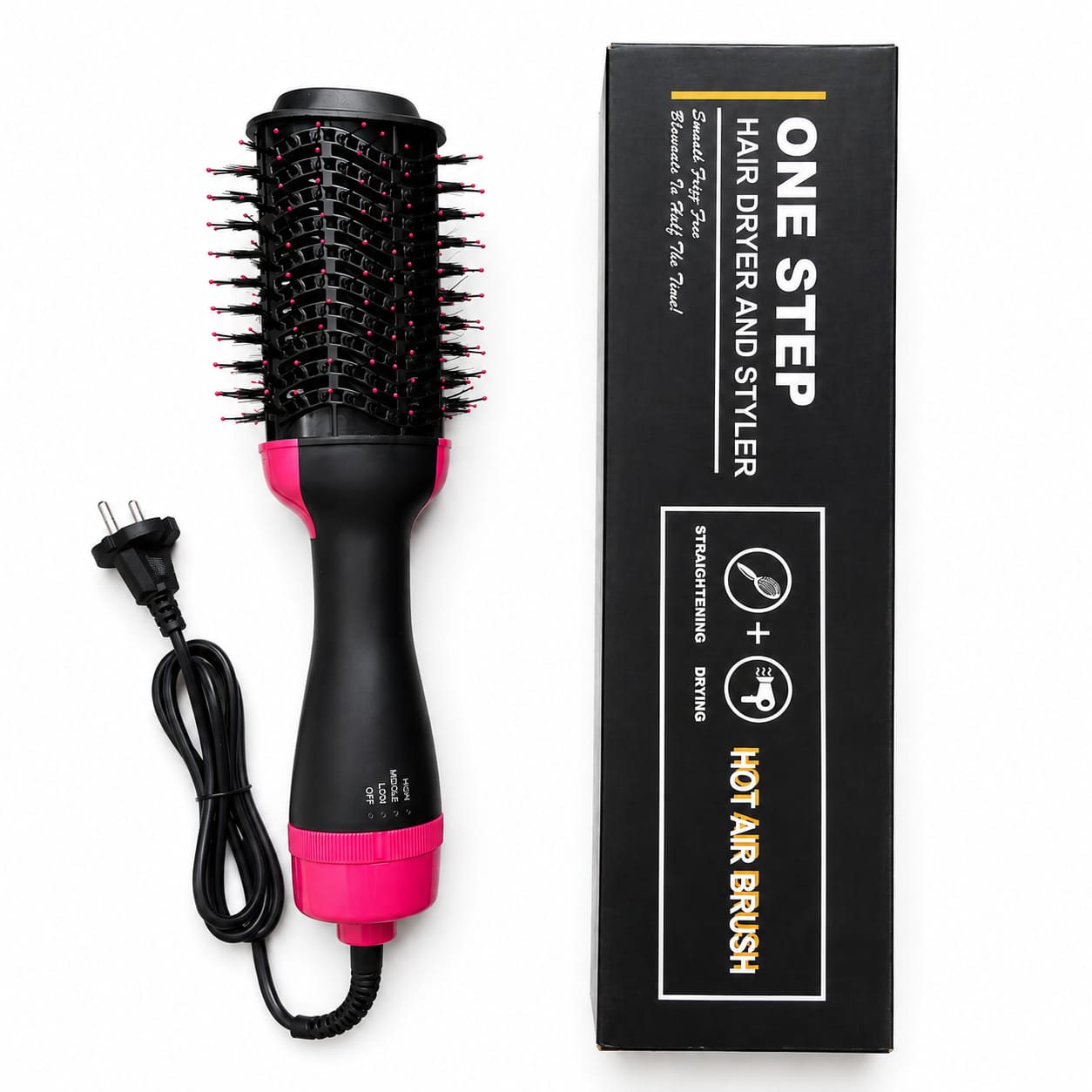 One Step 3 In 1 Hot Air Brush (Dryer + Straightener + Curler)